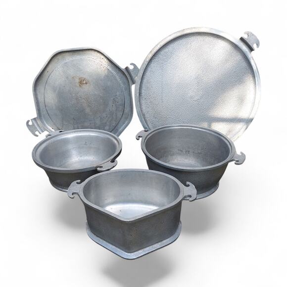 Lot Of 5 Vintage Guardian Service Wear Textured Cast Aluminum Ware No Lids - Picture 1 of 9